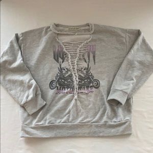 Jonathon Saint distresses sweatshirt grey small